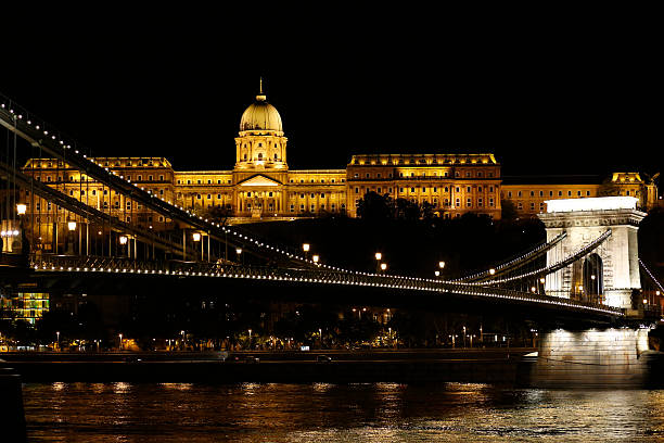 Chain Bridge Budapest by night (close-up) Chain Bridge in Budapest by night (close-up). arma-globalphotos stock pictures, royalty-free photos & images