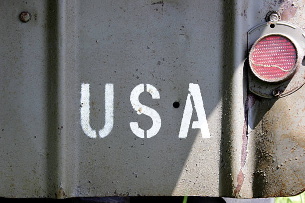 istock U.S.A. military stencilled sign 498366329