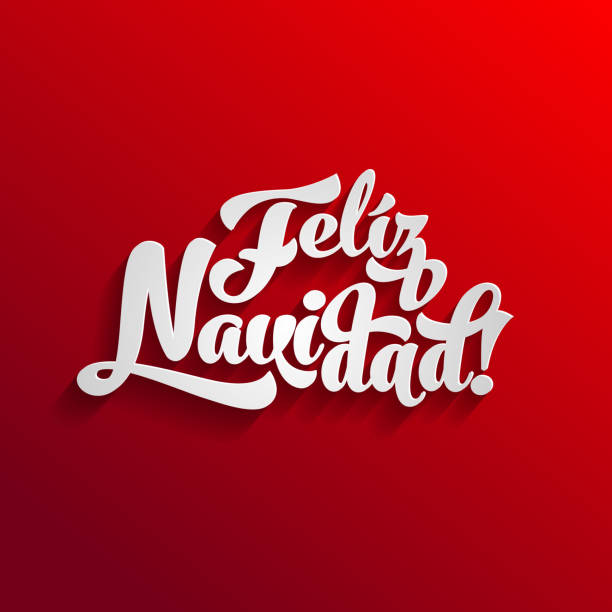 Feliz Navidad calligraphic text design vector art illustration