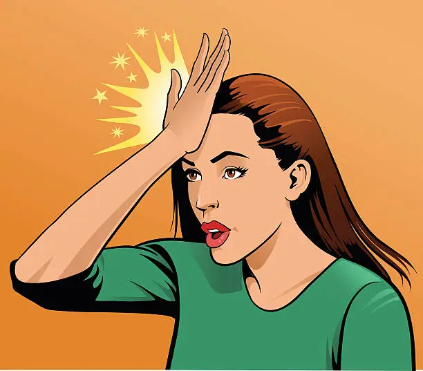Vector illustration of Woman Upset Hitting Forehead With Her Hand