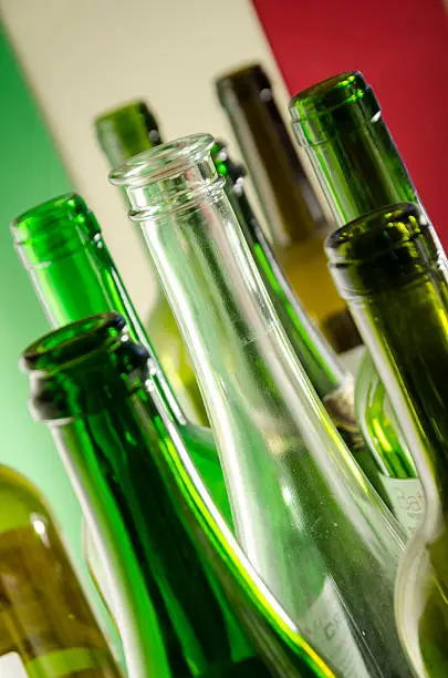 Photo of empty wine bottles