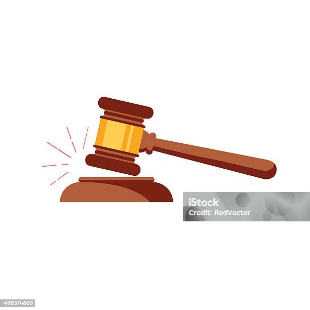 Vector Gavel Isolated Icon Stock Illustration - Download Image Now - Gavel, Judge - Law, Legal System