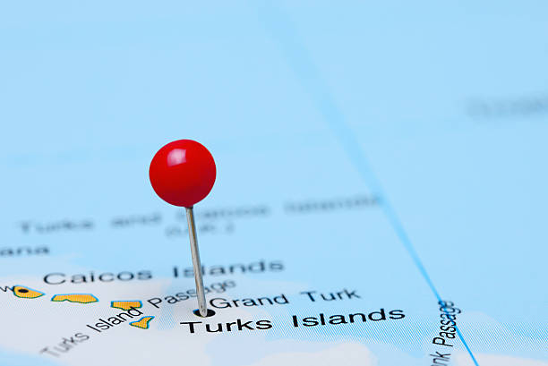 istock Turks Islands pinned on a map of America 498378174