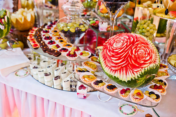 istock Wedding reception. Table with fruits and sweets 498378600