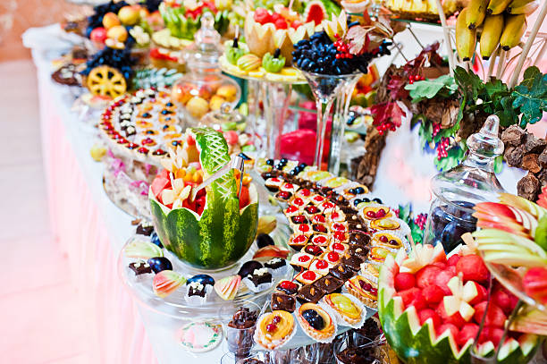 istock Wedding reception. Table with fruits and sweets 498378758