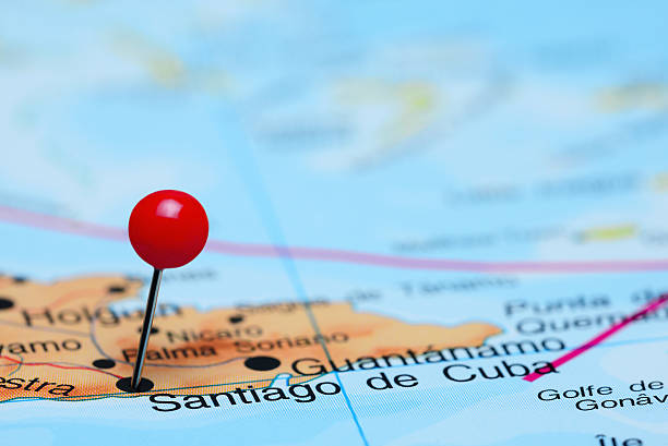 istock Santiago de Cuba pinned on a map of America 498379196