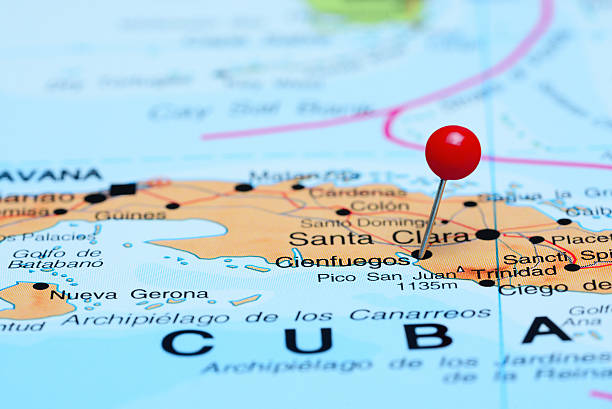 istock Cienfuegos pinned on a map of America 498379800