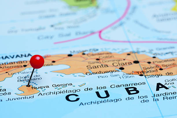 istock Nueva Gerona pinned on a map of America 498379904