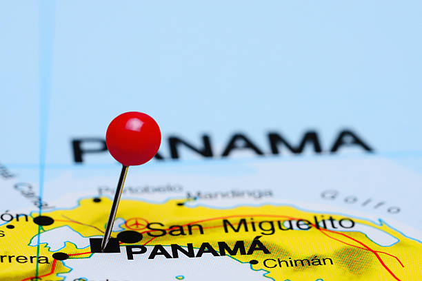 istock Panama pinned on a map of America 498379948