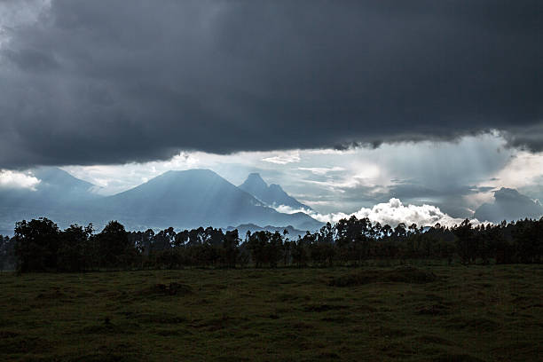 национальный парк vulcanoes в руанде, центральной африке - virunga volcanic complex стоковые фото и изображения