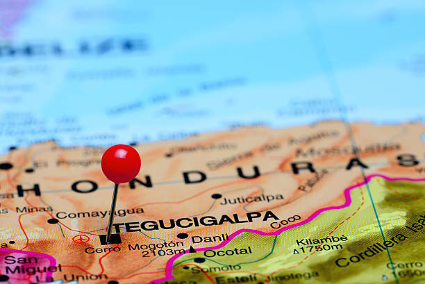 istock Tegucigalpa pinned on a map of America 498380458