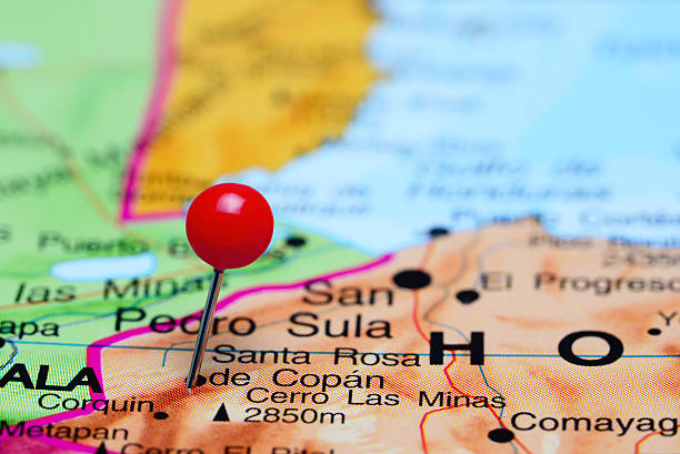 istock Santa Rosa de Copan pinned on a map of America 498380568