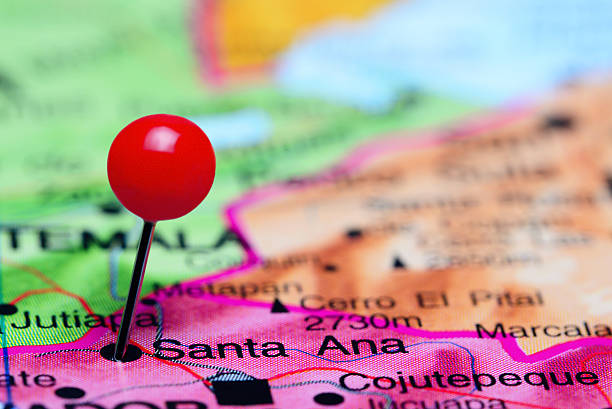 サンタアナピン留めを地図でアメリカ - cartography map el salvador photography ストックフォトと画像