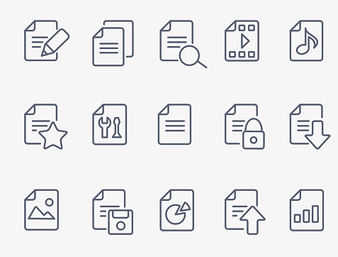 Set of 15 document icons