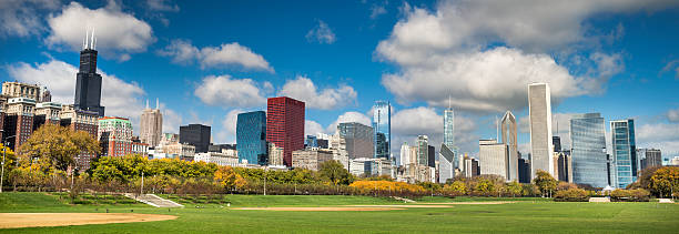 City view from Grant Park Chicago Panoramic