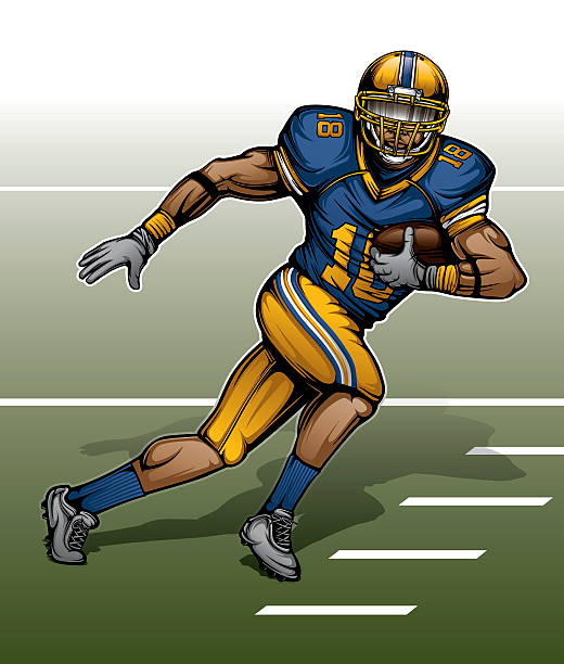 illustrations, cliparts, dessins animés et icônes de moderne joueur de football américain - running back