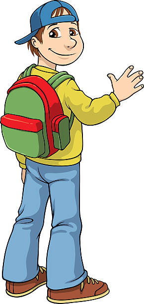 Schoolboy vector art illustration