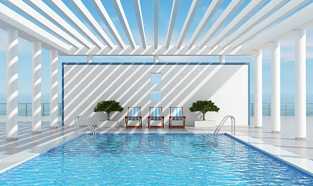 istock Contemporary holiday villa with pool 498390421