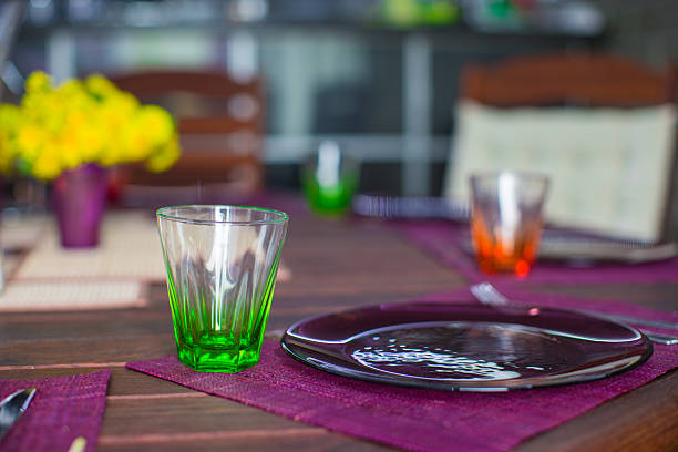 istock Closeup of beautiful color tableware for decorated table 498392623