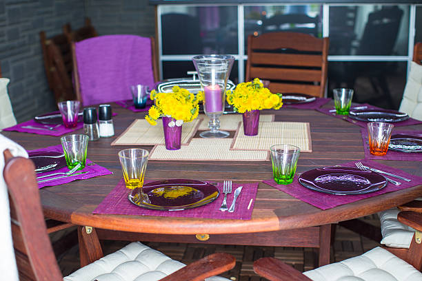 istock Beautiful home served table for dinner on the veranda 498398281