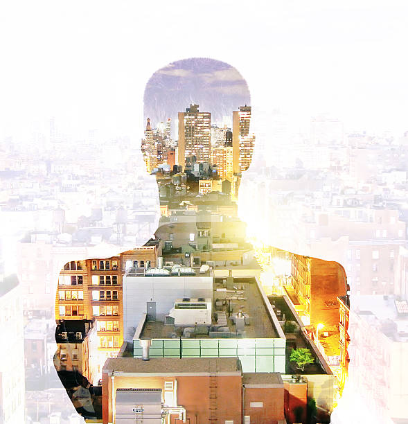 istock Double explosure with man and industrial city 498398720
