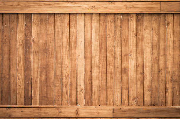 grand mur de planches en bois brun texture d'arrière-plan - bois photos et images de collection