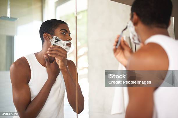 Getting Rid Of Stubborn Stubble Stock Photo - Download Image Now - Shaving, Men, Only Men