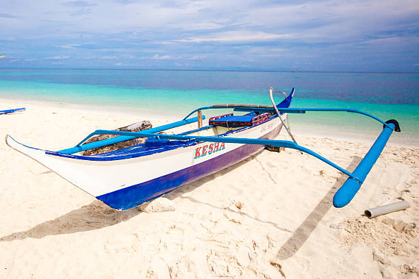 istock Small boat on the white beach in tropical island 498399479