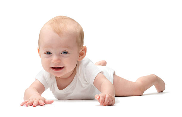 istock Baby Girl Crawling Isolated on White Background 498399841