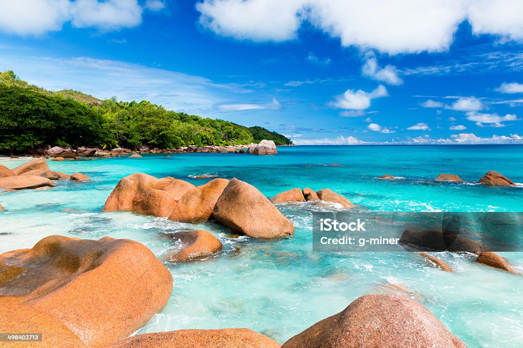 Anse Lazio, isla de Praslin, las Seychelles - Foto de stock de Agua libre de derechos