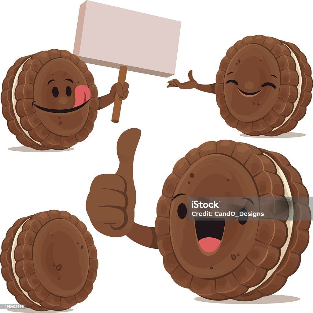 Chocolate Sandwich Cookie Cartoon Set C Cartoon chocolate sandwich cookie set including:  Banner - Sign stock vector