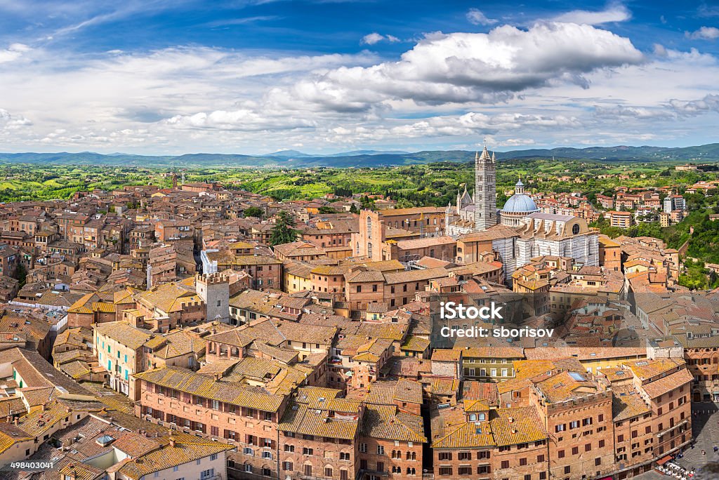 Aerial view of Siena Aerial view over Siena, Italy Siena - Italy Stock Photo