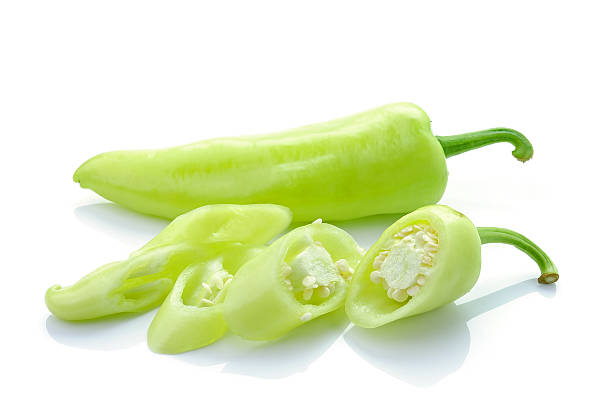 istock Green hot chili pepper isolated on white background 498403573