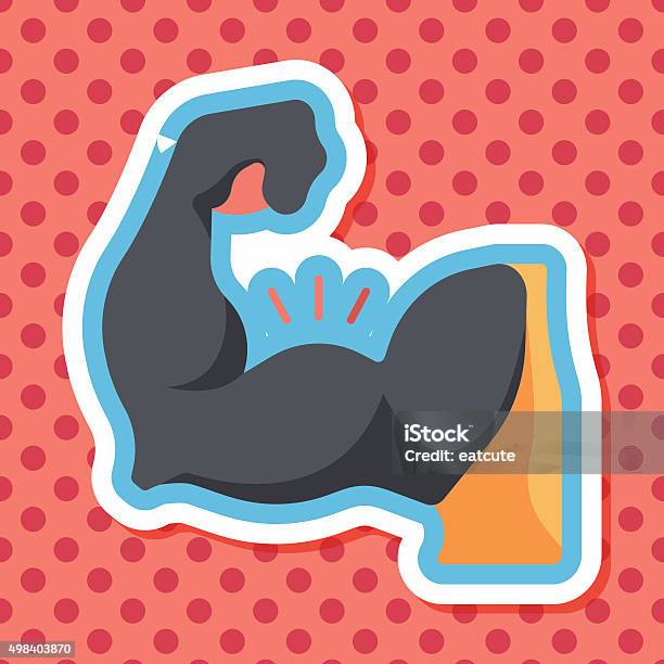 Muscle Man Flat Icon With Long Shadoweps10 Stock Illustration - Download Image Now - 2015, Abdominal Muscle, Adult