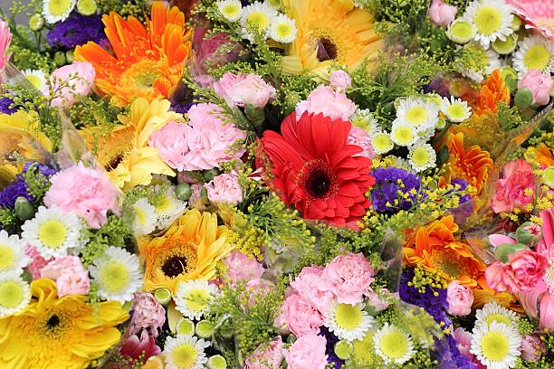 istock Fresh colorful flower market. 498404157