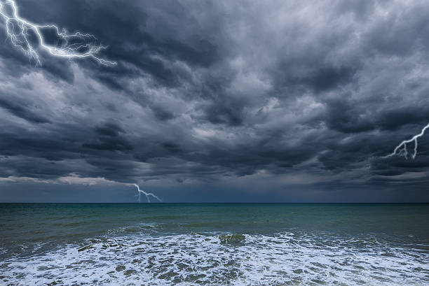istock Dark stormy sky above the ocean. 498404280