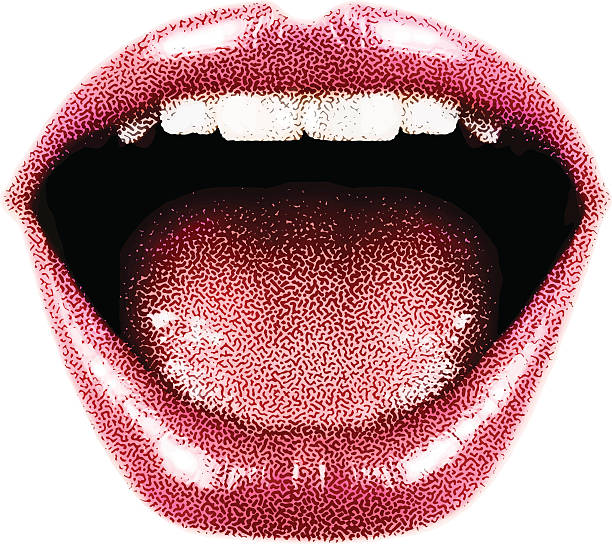 illustrazioni stock, clip art, cartoni animati e icone di tendenza di donna ridendo labbra bocca e di - bocca aperta
