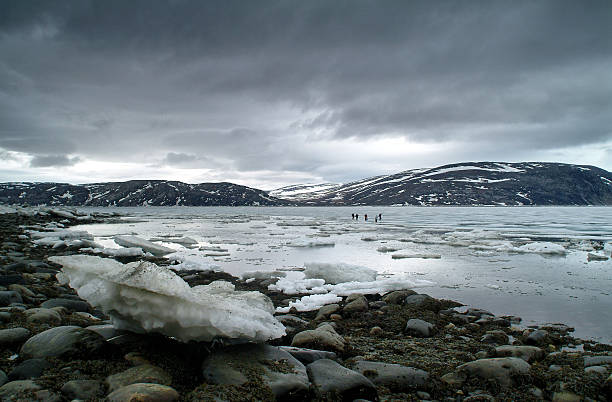 Inuits ice fishing in Nunavik.