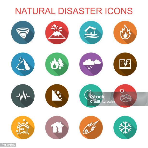 Natural Disaster Long Shadow Icons Stock Illustration - Download Image Now - Natural Disaster, Accidents and Disasters, Drought