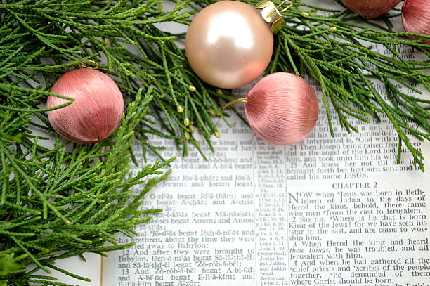 istock Christmas story and greenery with pink ornaments 498407878