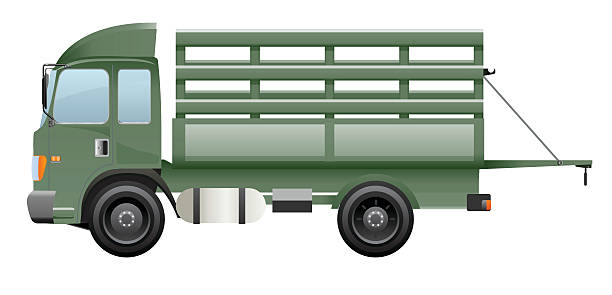 istock Dark green truck farm open black door 498409428