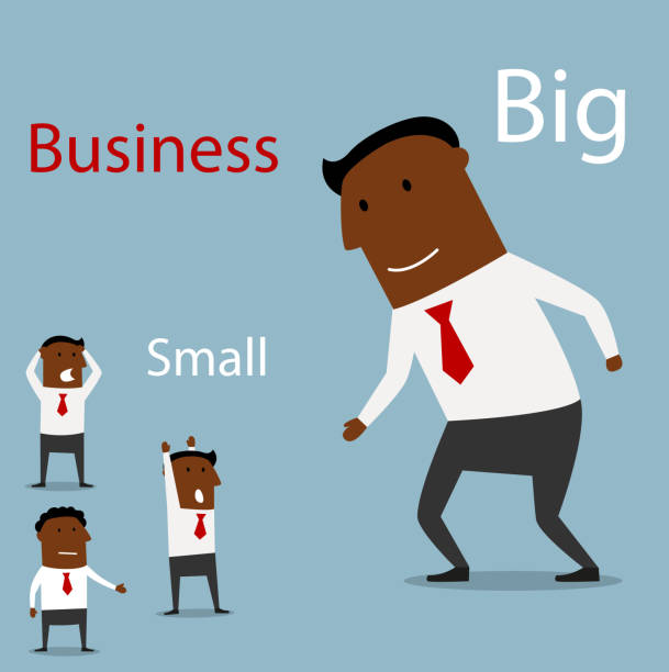 partnerstwo między dużych i małych firm - small small business large business stock illustrations