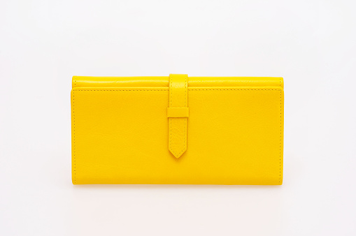 yellow purse on a white background