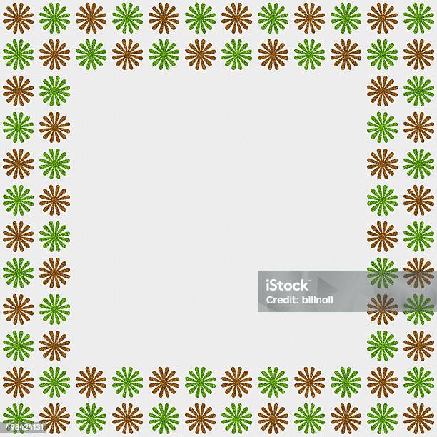 Gold And Green Glitter Flower Border On White Textured Paper Stock Photo - Download Image Now