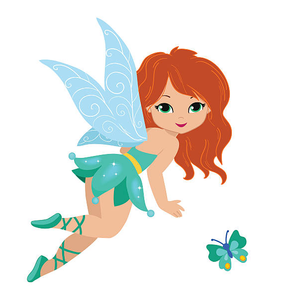 istock Illustration of a beautiful turquoise fairy in flight 498424522