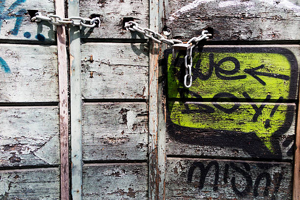 istock Old Door with padlock. Color Image 498424911