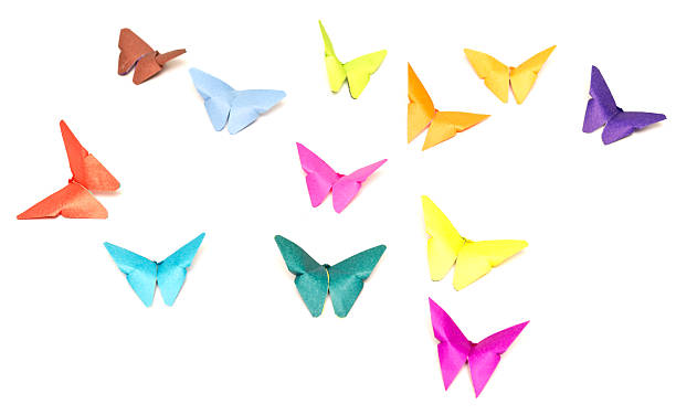 origami butterfly - japan isolated origami red zdjęcia i obrazy z banku zdjęć