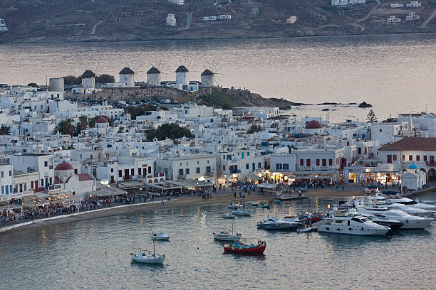 istock View from up to Mykonos town and harbor 498425379