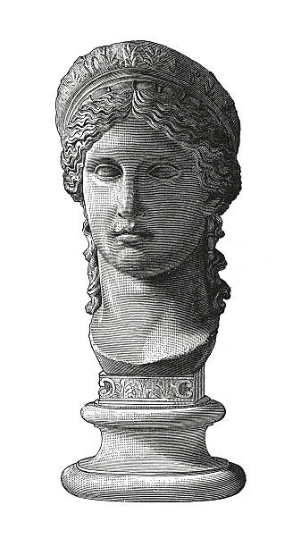 illustrations, cliparts, dessins animés et icônes de buste de juno, ancienne gravure goddes romaine (antiquités) - hms juno