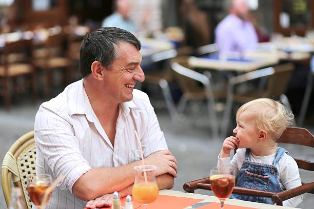 istock Father and daughter relaxing in outdoors cafe 498426323